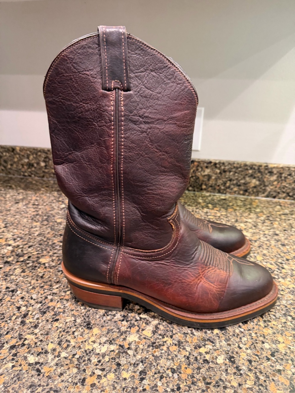 Chippewa 10D Men's Brown Leather Western Work Boots
